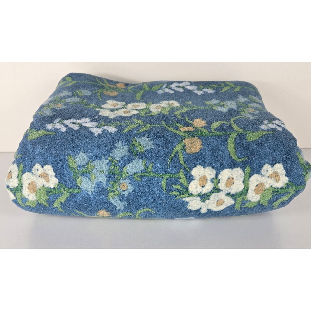 LL Bean Vintage Flannel Duvet Blue Floral 100% Cotton Germany Double Full 80x86"